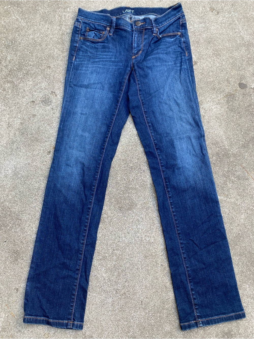 LOFT Ann Taylor Modern Straight Leg Jeans Medium Dark Wash Women's Size 26 / 2